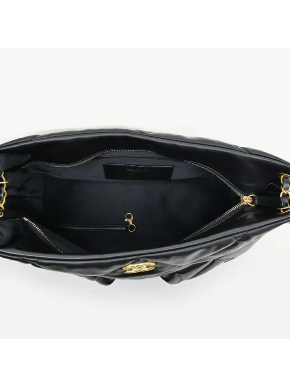 Chanel Shopping Bag As5740 Black Gold Hardware Shiny Lambskin